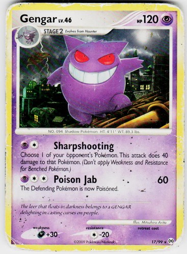 Gengar 17/99 Rare Arceus Pokemon Damaged