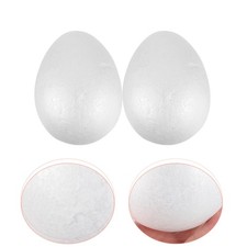 2 Pcs White Painting Eggs Solid Foams For Easter Kid Festival Crafts