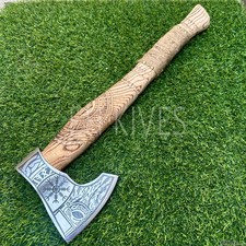 Custom Handmade Viking Axe Carbon Hatchet, Steel Axe, Bearded Axe With Sheath