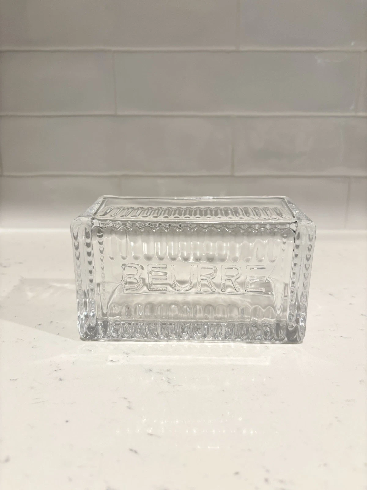 French "Beurre" Clear Glass Butter Dish Replacement Lid Only