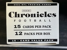 2021 Panini Chronicles Football Fat Pack Value Pack Box / 12 Packs 15 Cards Per