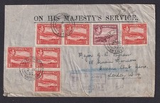 ANTIGUA  1952: Official Registered KGVI cover to UK · envelope has been reduced
