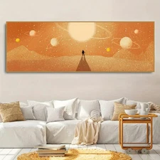 Panoramic Cute Cartoon Illustration Creative Drawing Canvas Wall Art Home Decor