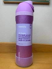 *AUTHENTIC* Owala "So Eggstra" 24oz  COLOR DROP Lavender Glitter ~w/Clear Boot~