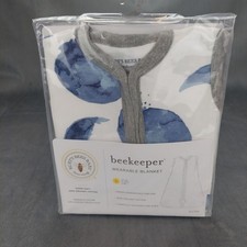 Burt's Bees Baby Unisex Beekeeper Wearable Blanket Organic Cotton Swaddle Blue S