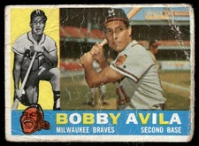 Bobby Avila 1960 Topps #90 Milwaukee Braves Low Grade Creases Paper Loss