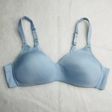 Warner's Womens Blue Full Coverage Wireless Padded Seamless Push Up Bra Size 40B