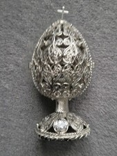 5.4" SILVER FILIGREE EGG TRINKET BOX ST-PETERSBURG RUSSIAN FABERGE TRADITIONS