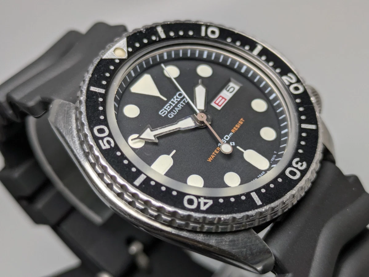 Vintage 1981 Battery SEIKO 7548-7000 QUARTZ MENS DIVING WATCH From