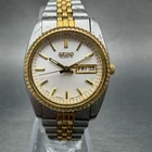 Seiko Watch Women 25mm White Dial Two Tone Daydate Round 7n83-0041 New Batt 87B
