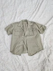 Vintage 1970s USA Military Army Shirt Vietnam Era Khaki Short Sleeve Size L