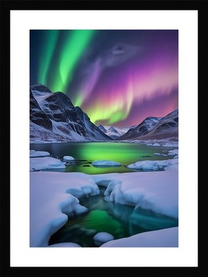 Epische Nordlichter gerahmtes Wandbild Poster Leinwanddruck Bild