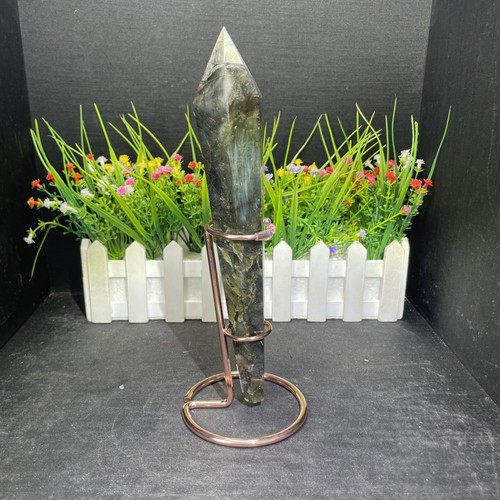 1.2LB 9.2" Reiki natural crystal Labradorite wand Tower Healing Decor gift - Picture 6 of 9