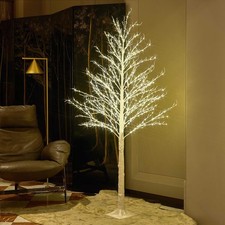 LITBLOOM Pre Lit White Tree 6FT 690 Fairy Lights Plug in,Twig 6ft,