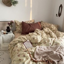 Yellowish Beige Red Floral Duvet Cover Set Size - 3 Full 003 Vintage Floral