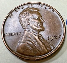 1937 1C Lincoln Cent WHEAT PENNY 6168N
