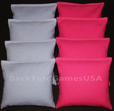 CORNHOLE BEAN BAGS Gray  Fushia 8 ACA Regulation Corn Hole Game Toss Bags