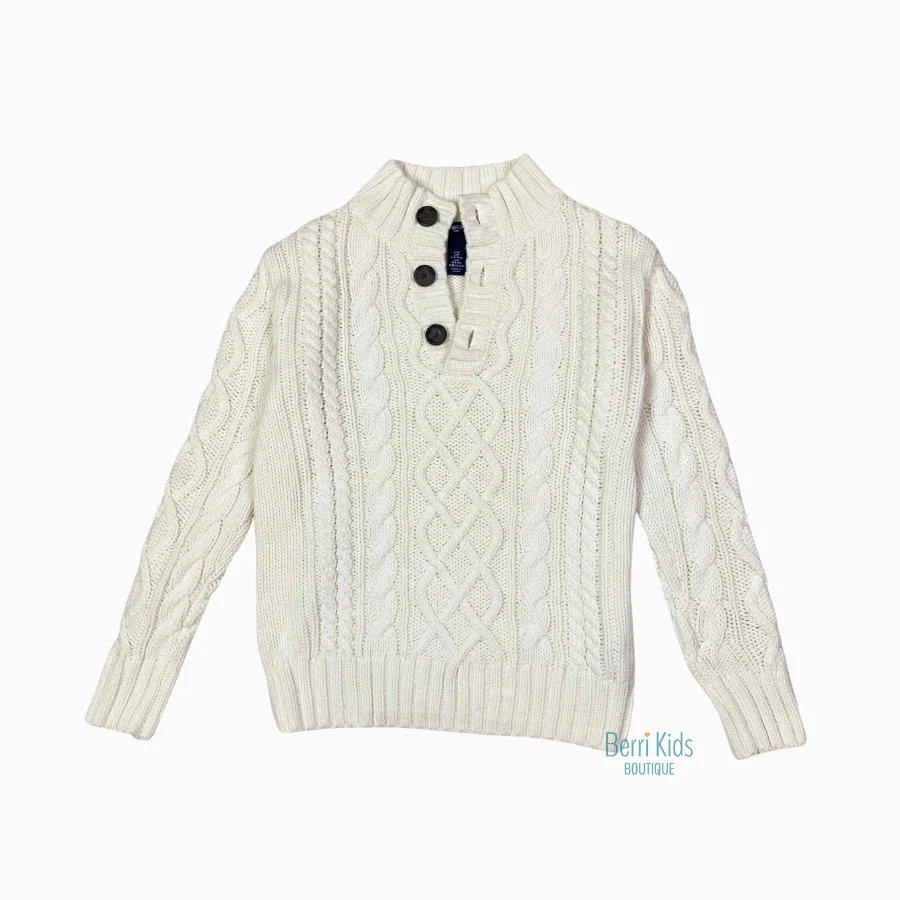 NWOT Gap Kids Outlet Boys Beige Cable Knit Mock Neck Sweater Size S