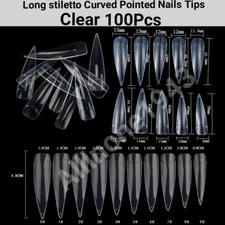 100/500Pc Stiletto/LongStiletto/Long Stiletto Curved Pointed False Nail Tips 