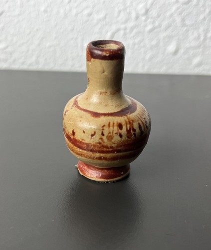 Mexican Pottery Water Jar Clay Primitive Pot 2.5” Tall 1.5” Tall - Picture 2 of 3