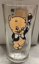 1973 LOONEY TUNES PEPSI GLASS - PORKY PIG SMALL / SHORT 5" VARIATION