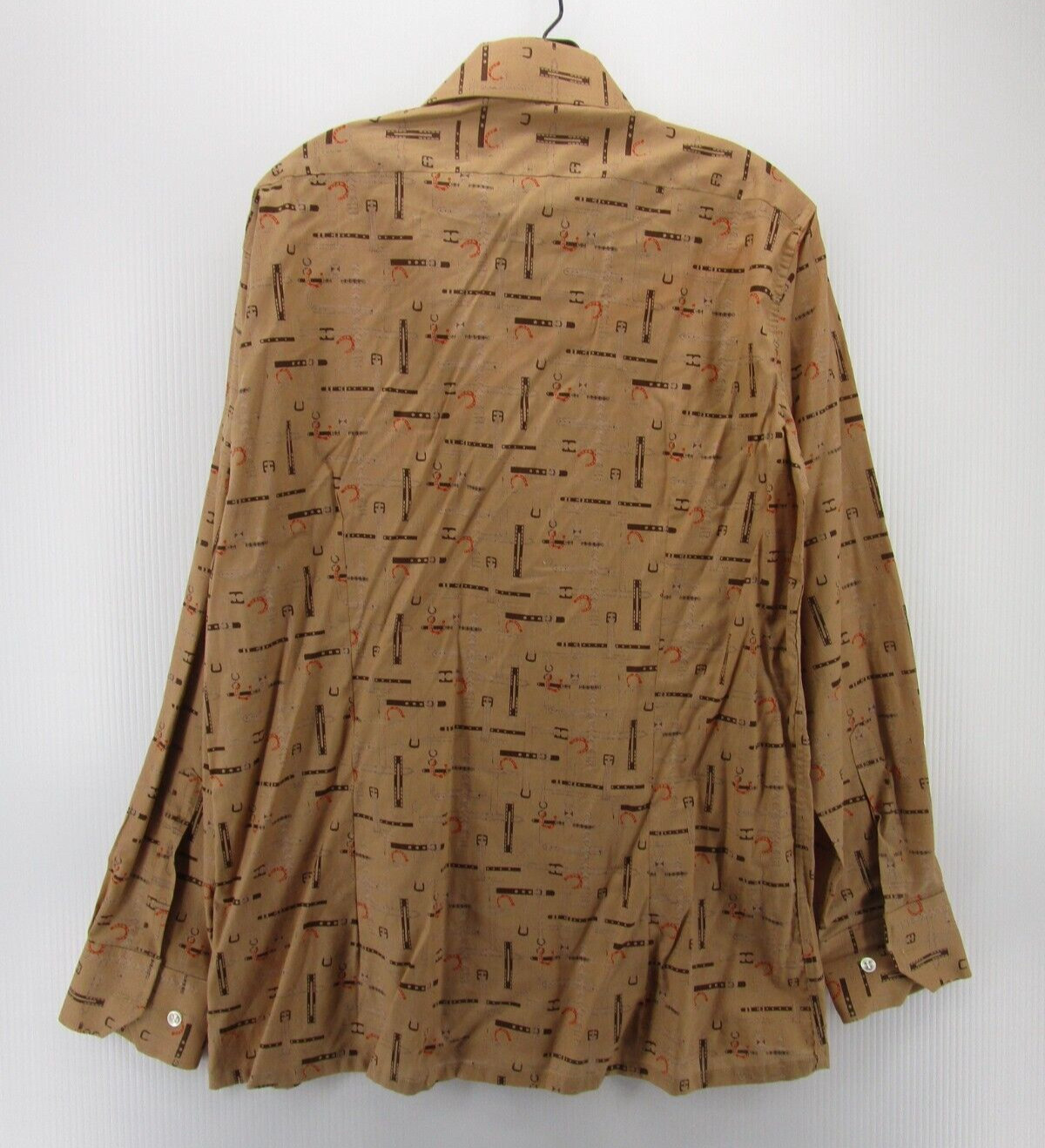 VINTAGE Gino Paoli Shirt Men Large Brown Button Down Equestrian Horses 90s 80s