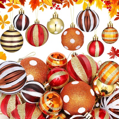 Libima 48 Pcs 1.6 Inch 2.4 Inch Fall Ball Ornaments for Tree Hanging Autumn B...