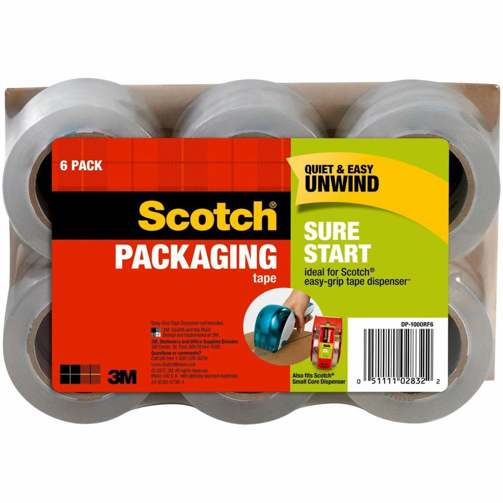 Scotch Easygrip Packaging Tape Dispenser Refill 2" Width X 75 Ft