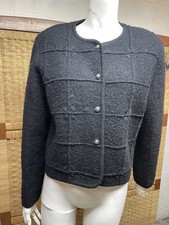 Field Manor Black 100% Boiled Wool Crop Silver Buttons Vintage Jacket Sz 5