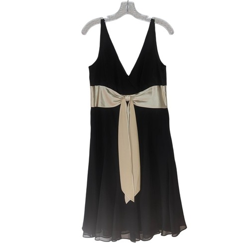 SCARLETT sleeveless black beige empire waist cocktail mini dress size 12 - Picture 7 of 10