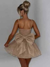 Sexy Mesh Spaghetti Strap Double-layer Short for Women Elegant Sleeveless Dress