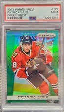 Patrick Kane 13/14 Panini Prizm Green Prizm Refractor #123 MINT PSA 9 ( POP 2 )