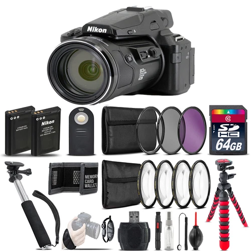 Nikon COOLPIX P950 Digital Camera + Spider Tripod + EXT BAT - 64GB Kit