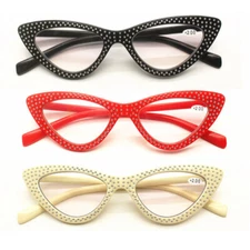 Women Cat Eye Reading Glasses Bling Ladies Presbyopic Glasses Trendy Readers
