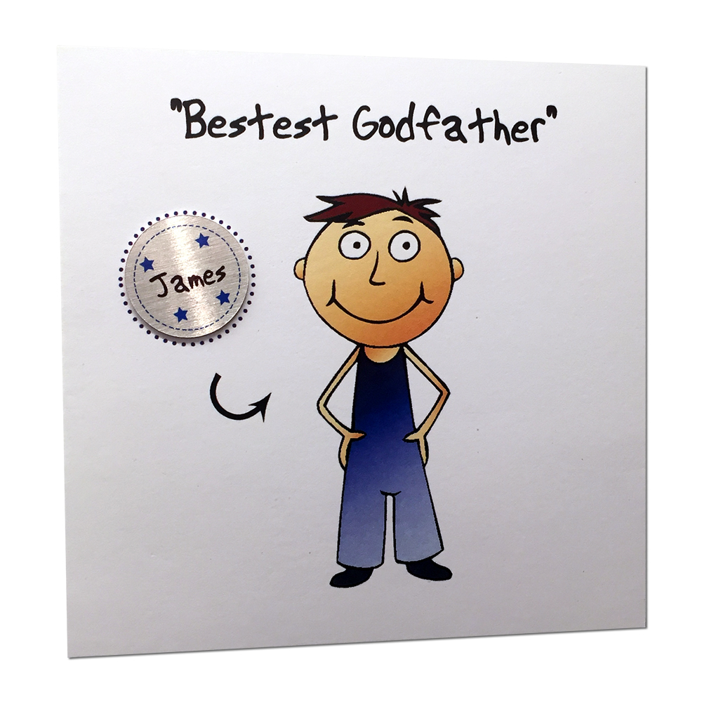 Personalised Bestest Godfather Christening Thank You Birthday Gift Greeting Card