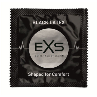 EXS Black Latex Condoms Lubricant Lube Premium Quality (UK Made) NHS Supplier