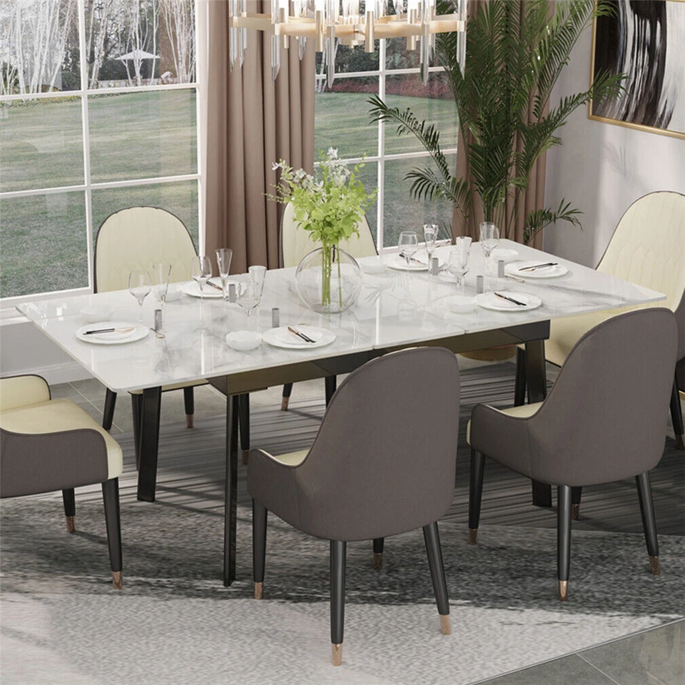 Mesa de comedor de piedra sinterizada para 6-8 personas cocina cena mesa extensible muebles Foto 3 de 4