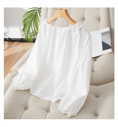 Women's Round Neck Drawstring Tied Pleated Long Sleeved Shirt Top Lace Up Shirt - Bild 11 von 16