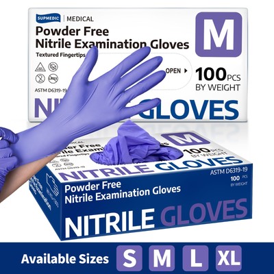 Medical Nitrile Exam Gloves 100PCs Powder-Free Food-Safe Disposable Glove Purple