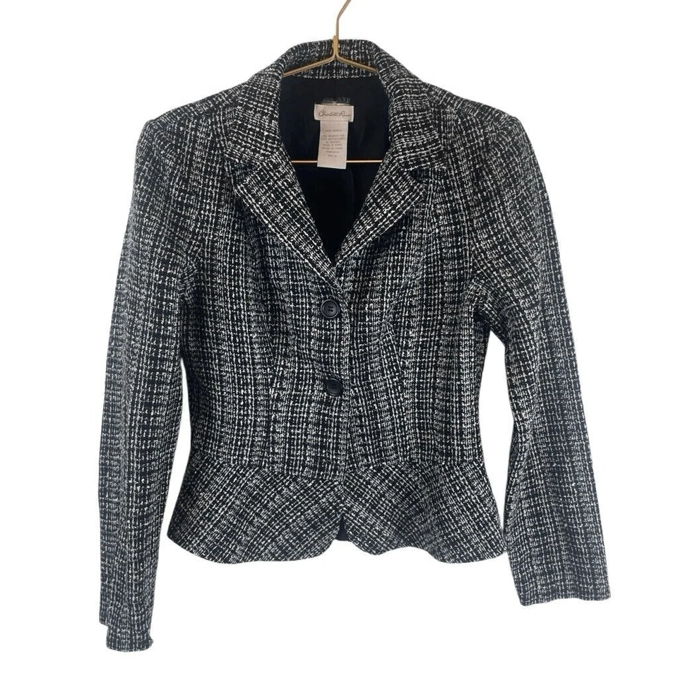 Y2K Charlotte Russe плиссированные черный белый Tweed Flare юбка и блейзер размер M - Изображение 3 из 4