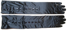 Beautiful Vintage pair of womens black evening gown gloves soft Nylon 11 buttons