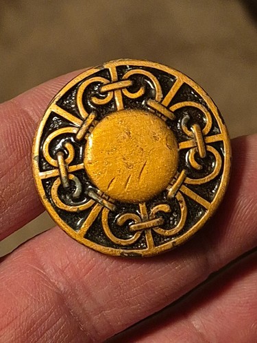 6 pomelli medaglione Tudor vintage 1963 1 1/4" tondi 2 toni ottone oro MCM - Foto 3 di 5