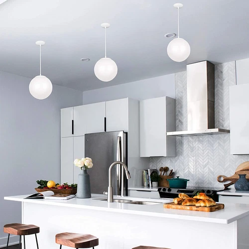 6024-15 Leo Globe Pendant Hanging Modern Fixture, One - Light, White - Picture 3 of 7