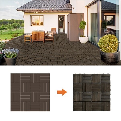 27PCS Patio Tiles Decking Tile Solid Wood Deck Flooring Outdoor Balcony Backyard - Picture 8 of 12