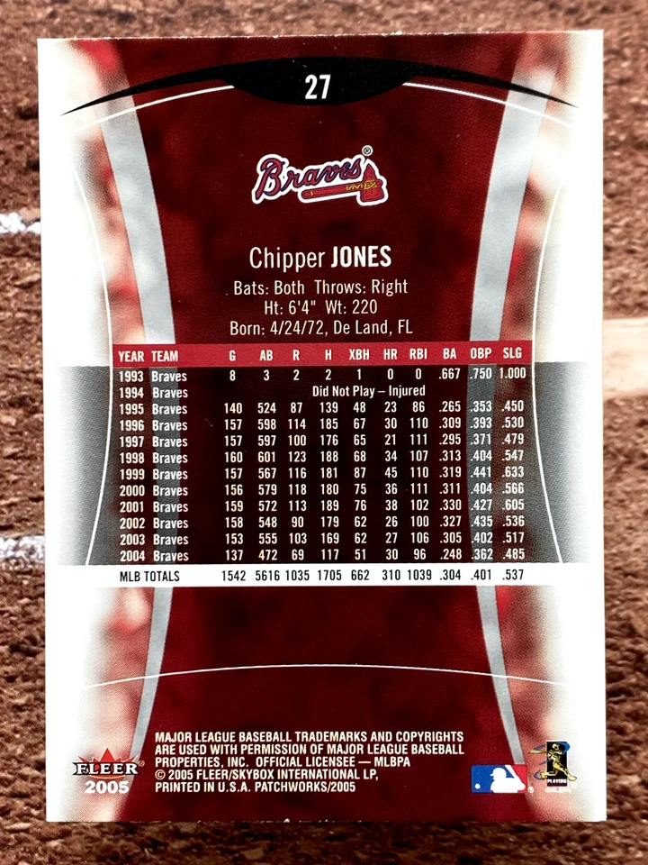 2005 Fleer Patchworks Chipper Jones #27 - Image 2 of 2
