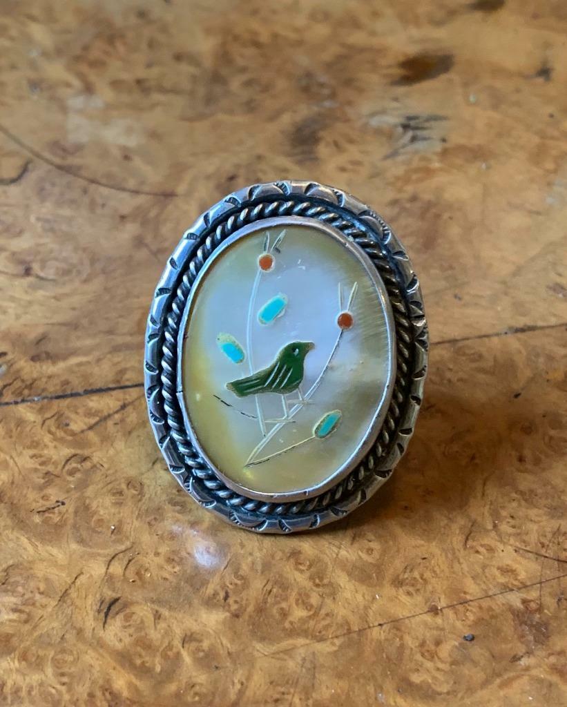 Marvelous Zuni Mother Of Pearl Sterling Silver Ring Native American Marvelous Zuni Mother Of Pearl Sterling Silver Ring Native American