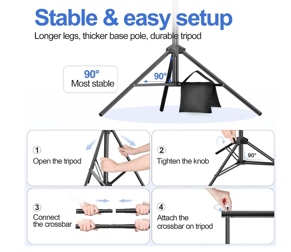 Background Support Photo Video Studio Portable Kit 2 Sandbags 8 Clamps Carry Bag - Image 4 of 4