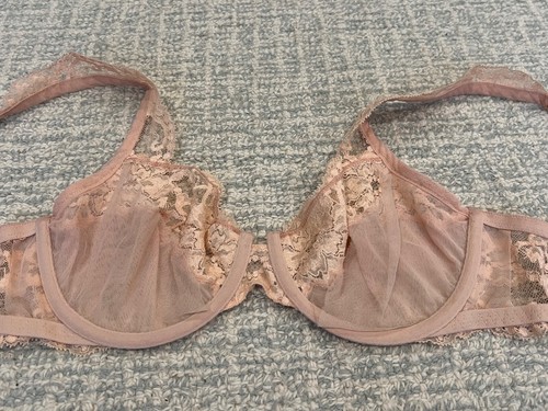 La Perla Light Pink Underwire Mesh Lace Unlined Demi Bra Size: 34D - Picture 2 of 9