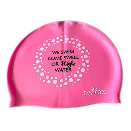 Swimz ''We Swim Come Swell Or High Water'' silicone swim cap. Open Water swimmin