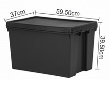 Heavy Duty Recycled Plastic Commercial Containers BLACK Storage Box with Lids